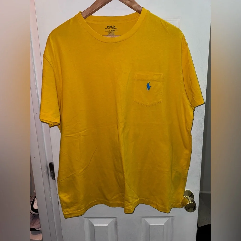Polo Ralph Lauren Men’s Yellow Pocket T-Shirt Pony Logo Size L